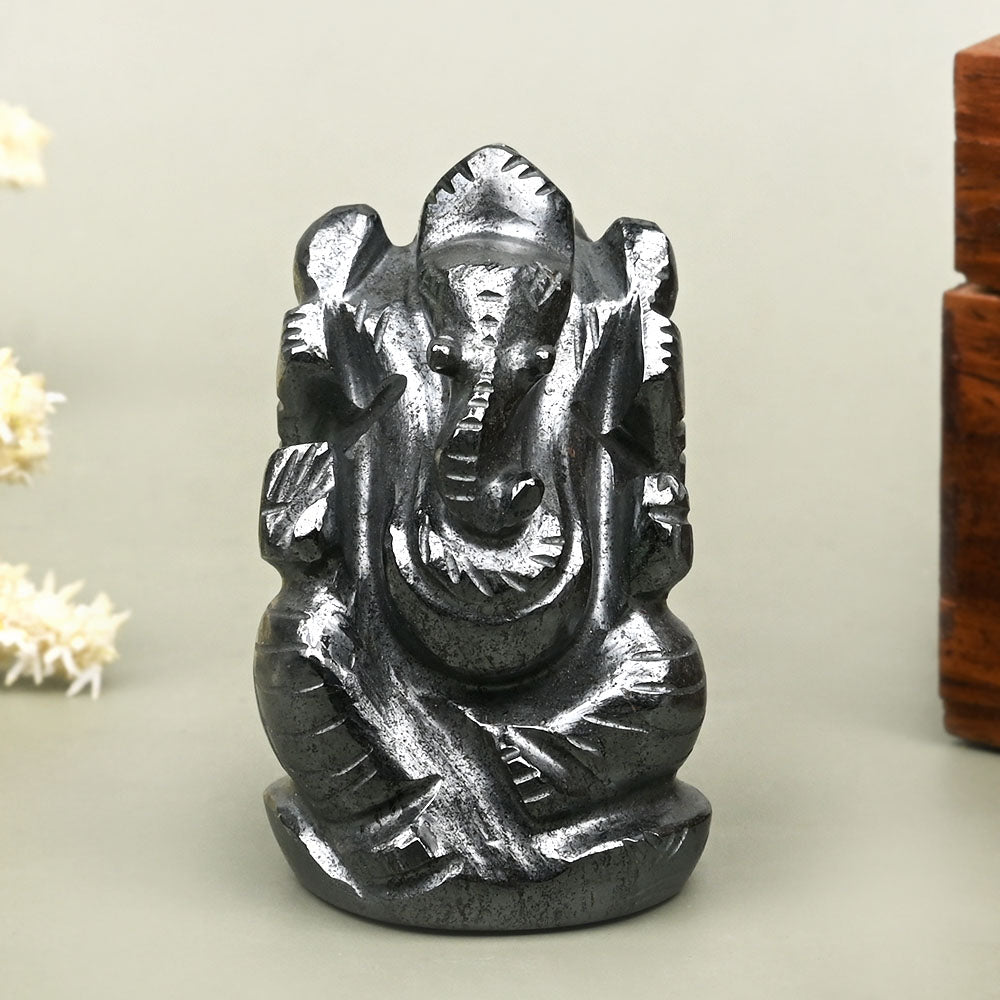 Hematite Ganesha Idol - 106 gms