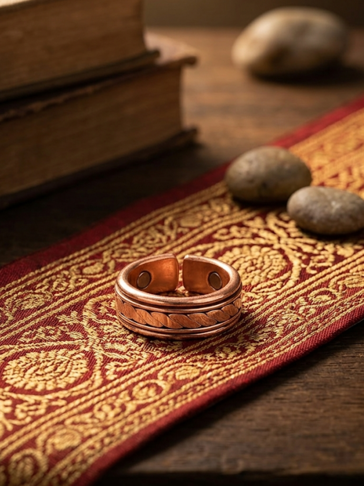 Handmade Adjustable Magnetic Copper Ring - Traditional Copper Jewelry