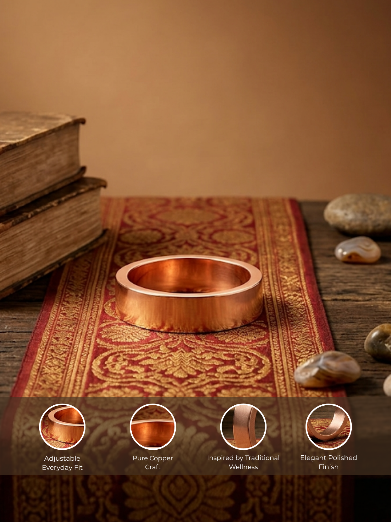 Handmade Copper Ring Traditional Tamba Jewelry for Men and Women-4