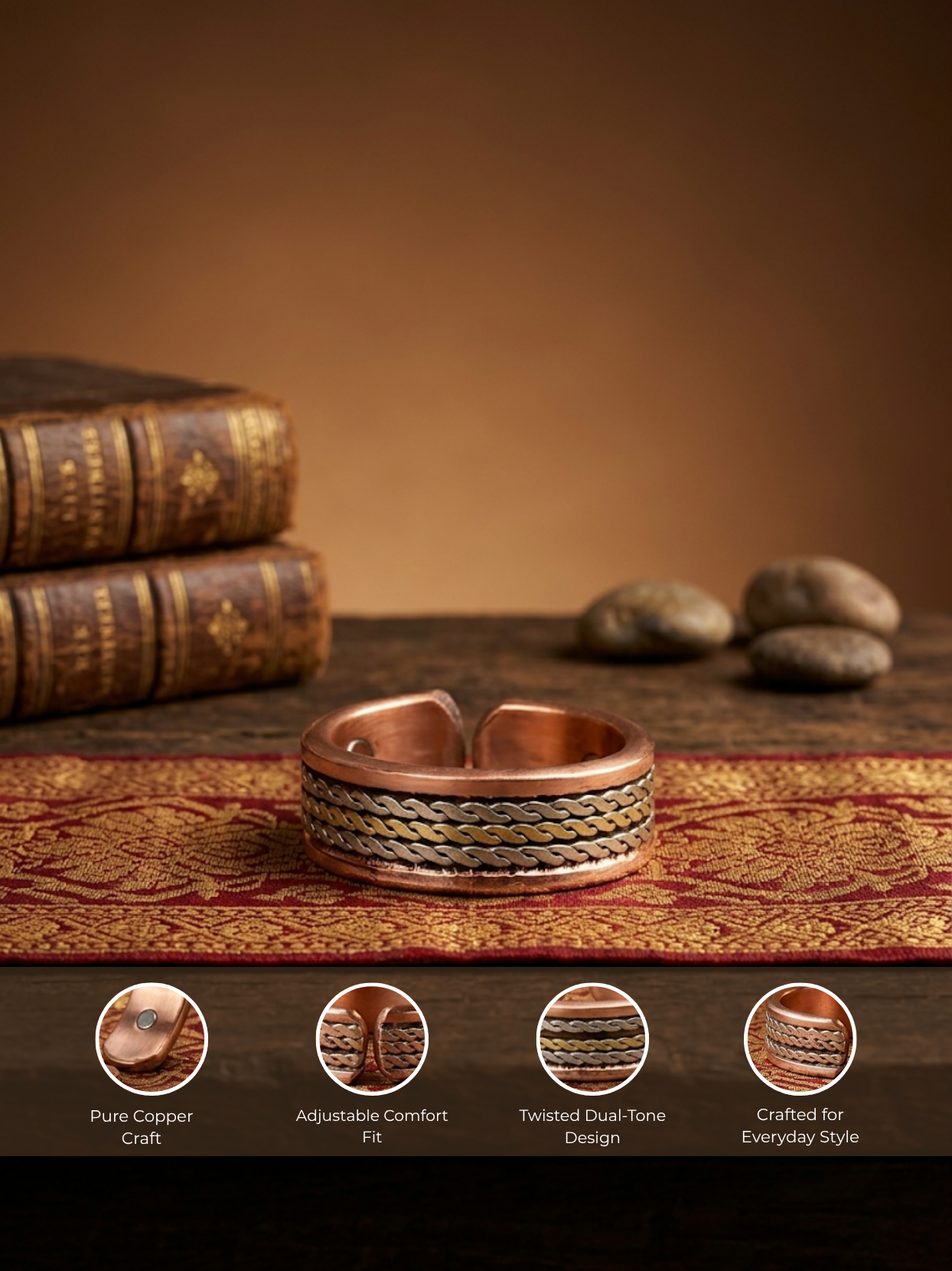 Handmade Copper Ring for Healing - Adjustable Fashion Jewelry-4