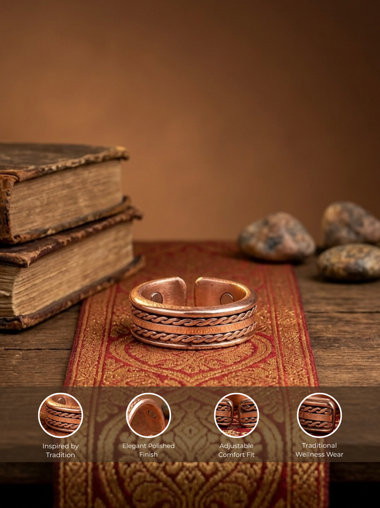 Handmade Cross Strip Copper Ring - Elegant Unisex Fashion Ring-4
