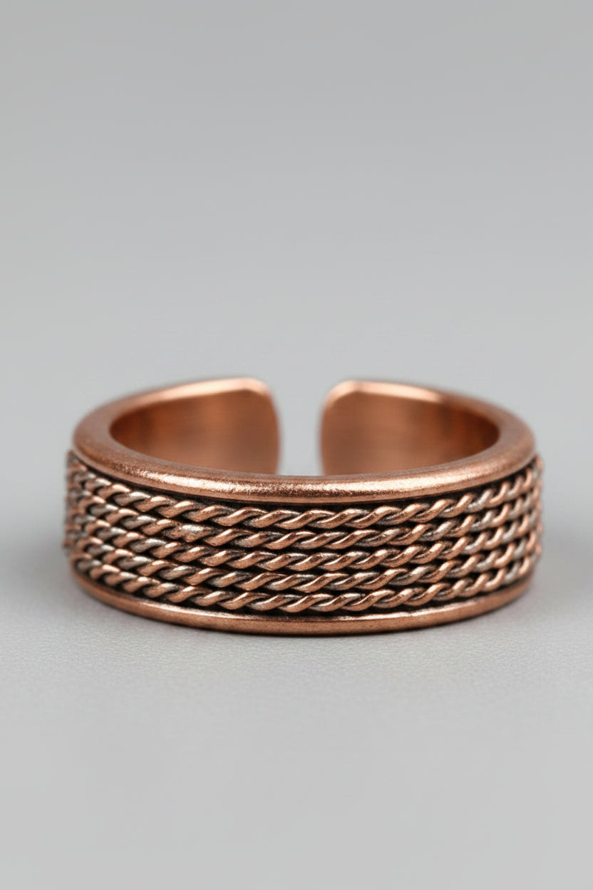 Handmade Sterling Silver and Copper Band Ring -5