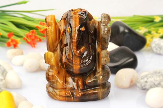 Tiger Eye Ganesh Idol - 141 gms