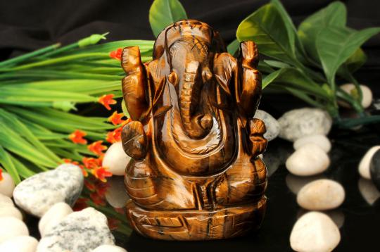 Tiger Eye Ganesh Idol - 196 gms