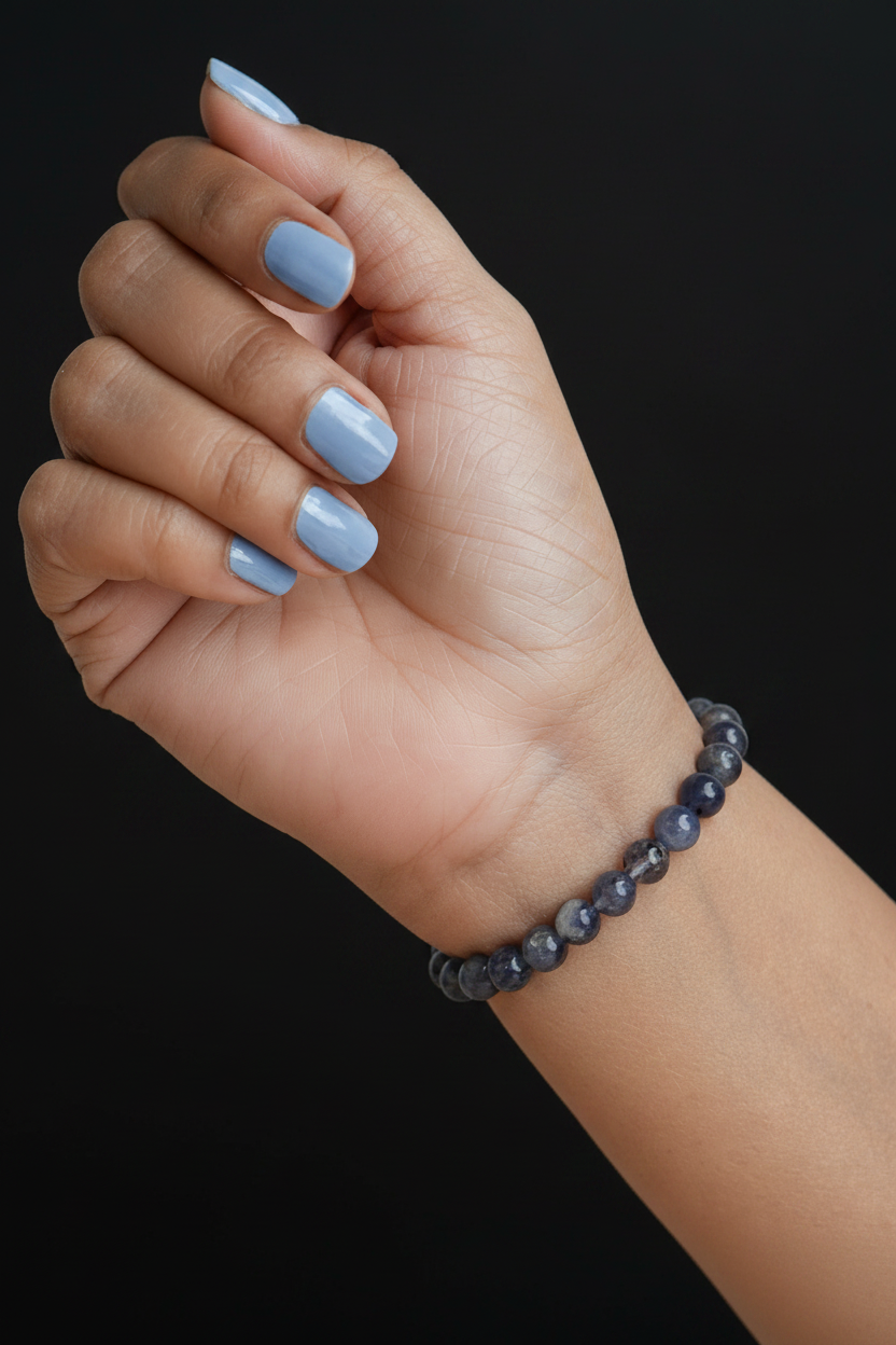 Natural Iolite Gemstone Bracelet for Men & Women | Genuine Iolite Beads | Healing Crystal Bracelet for Focus, Protection & Positive Energy
