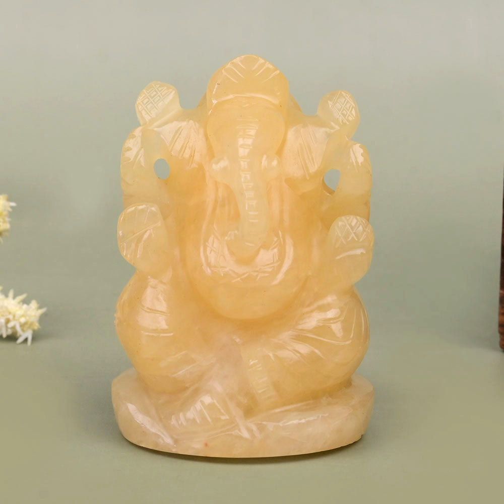 Yellow Jade Ganesh Idol - 100 gms