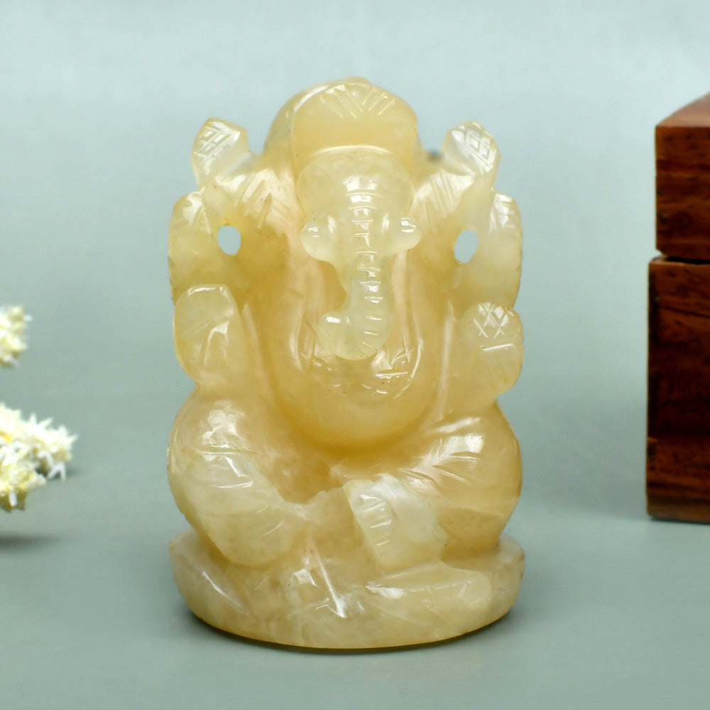 Yellow Jade Ganesh Idol - 120 gms