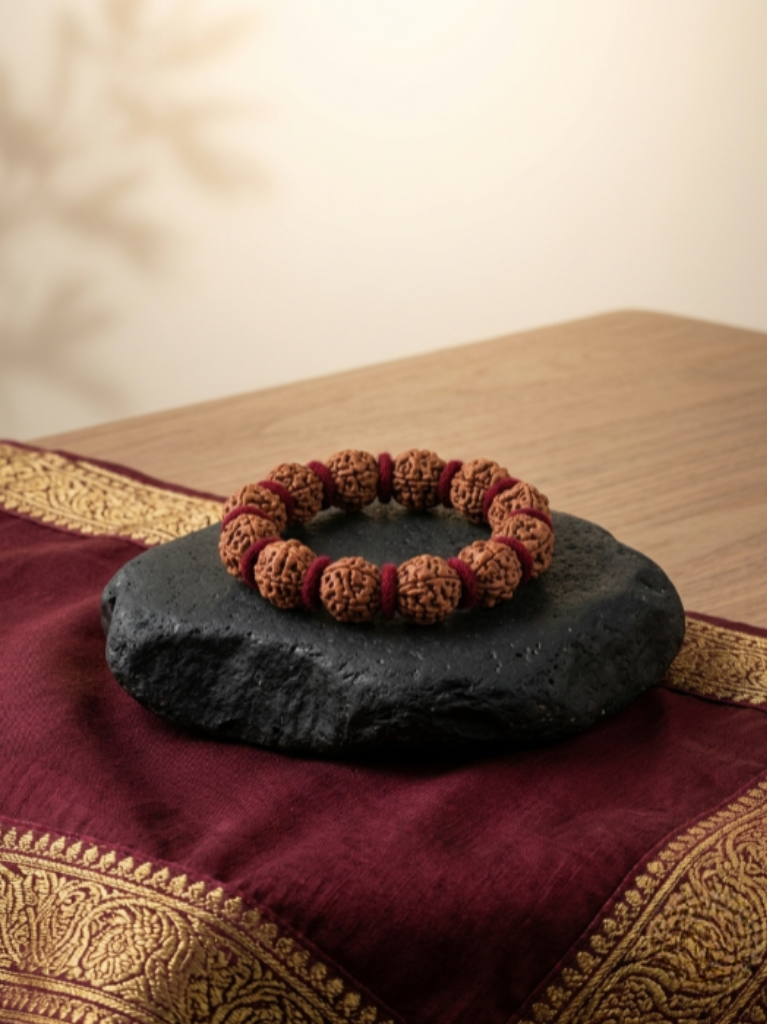 Mani Monk Moon Aura 2 Mukhi Bracelet with Woolen Spacers