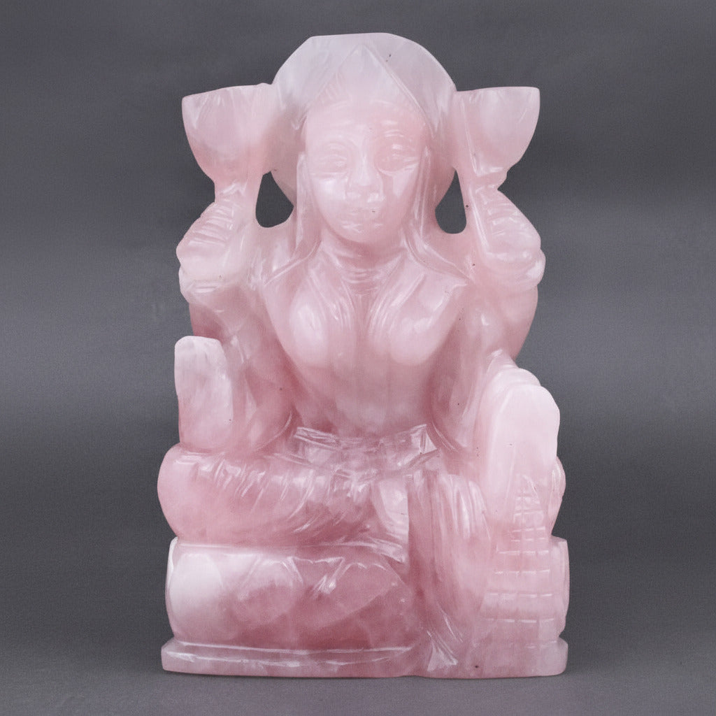 Rose Quartz Laxmi Idol - 520 gms