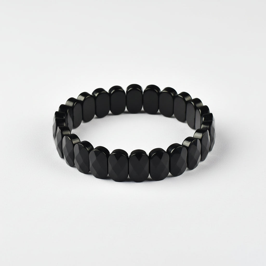 Black Jade Bracelet (Oval Faceted Beads) I