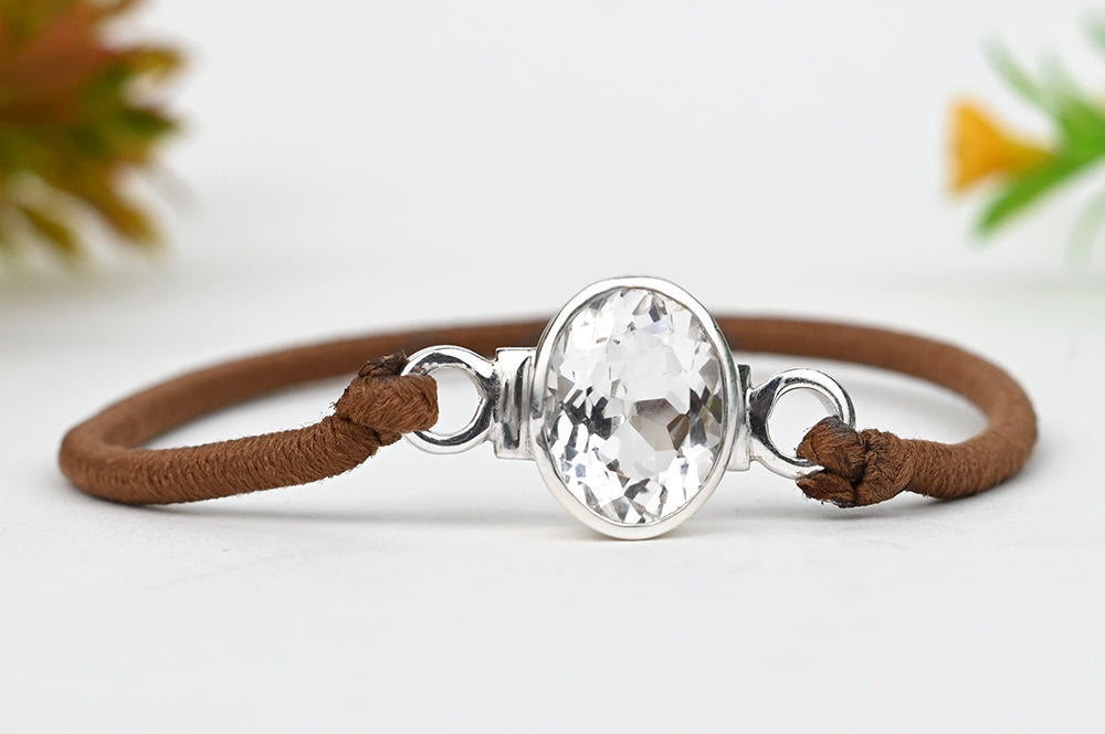 White Topaz Bracelet In Pure Silver-3 to 4 carats