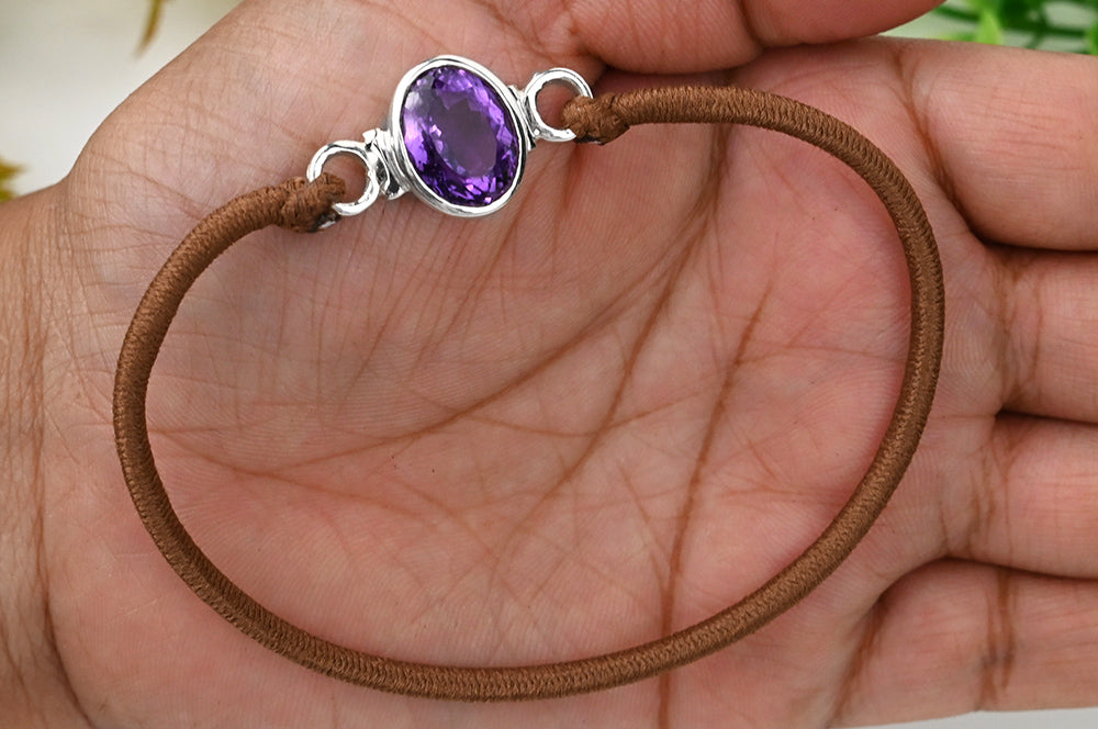 Amethyst Bracelet In Pure Silver-3 to 4 carats