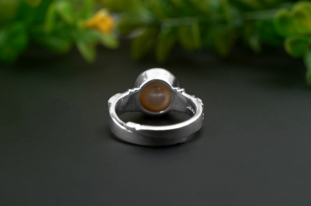 Pearl Ring in Pure Silver-5 to 6 carats