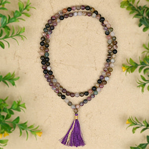 Multi Tourmaline Round Beads Mala-72+1 Beads (Size: 10 mm)