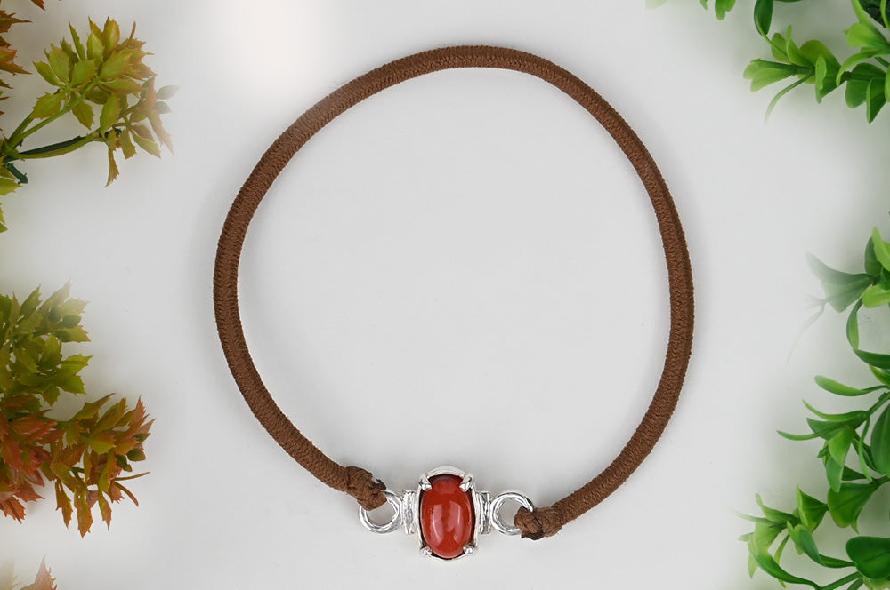 Red Coral Bracelet In Pure Silver-5 to 6 carats