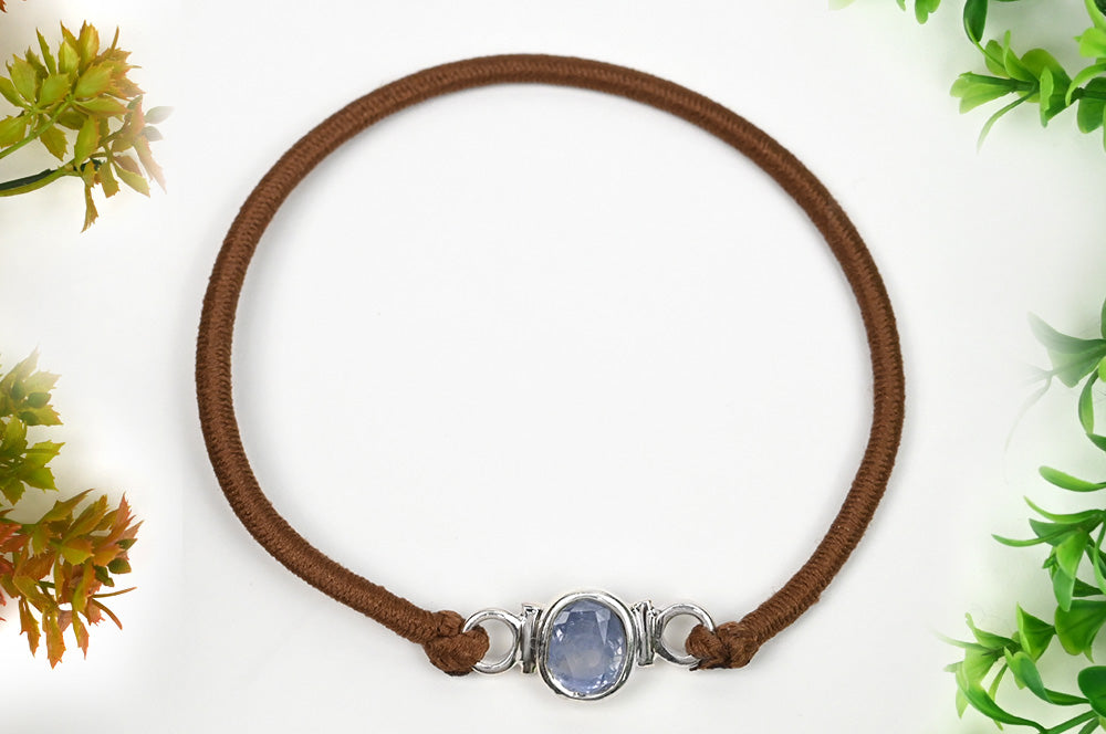 Blue Sapphire Bracelet In Pure Silver-5 to 6 carats