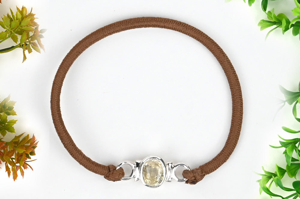 Yellow Sapphire Bracelet In Pure Silver-3 to 4 carats