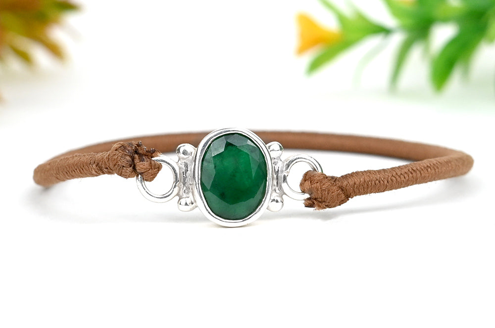 Emerald Bracelet In Pure Silver-3 to 4 carats