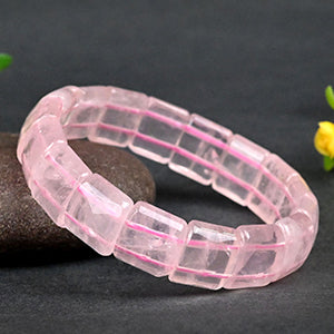 Rose Quartz Square Faceted Beads Bracelet