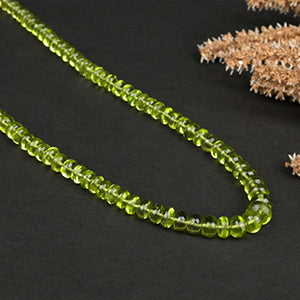 Peridot Button Shape Beads Necklace-5 mm to 7 mm