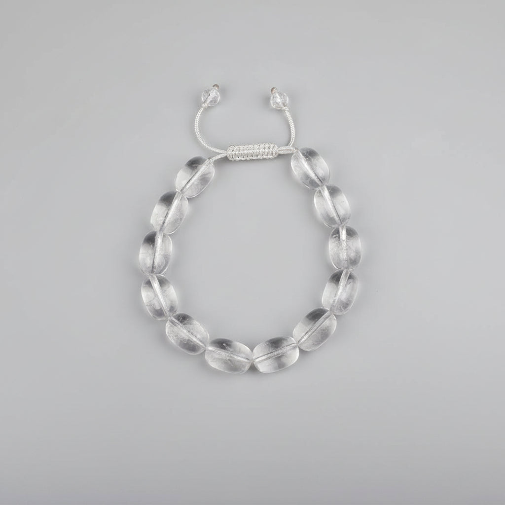 Drum Shaped Sphatik Bracelet With Adjustable Thread