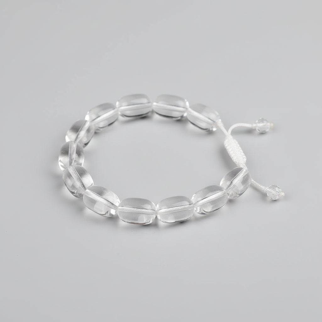 Drum Shaped Sphatik Bracelet With Adjustable Thread