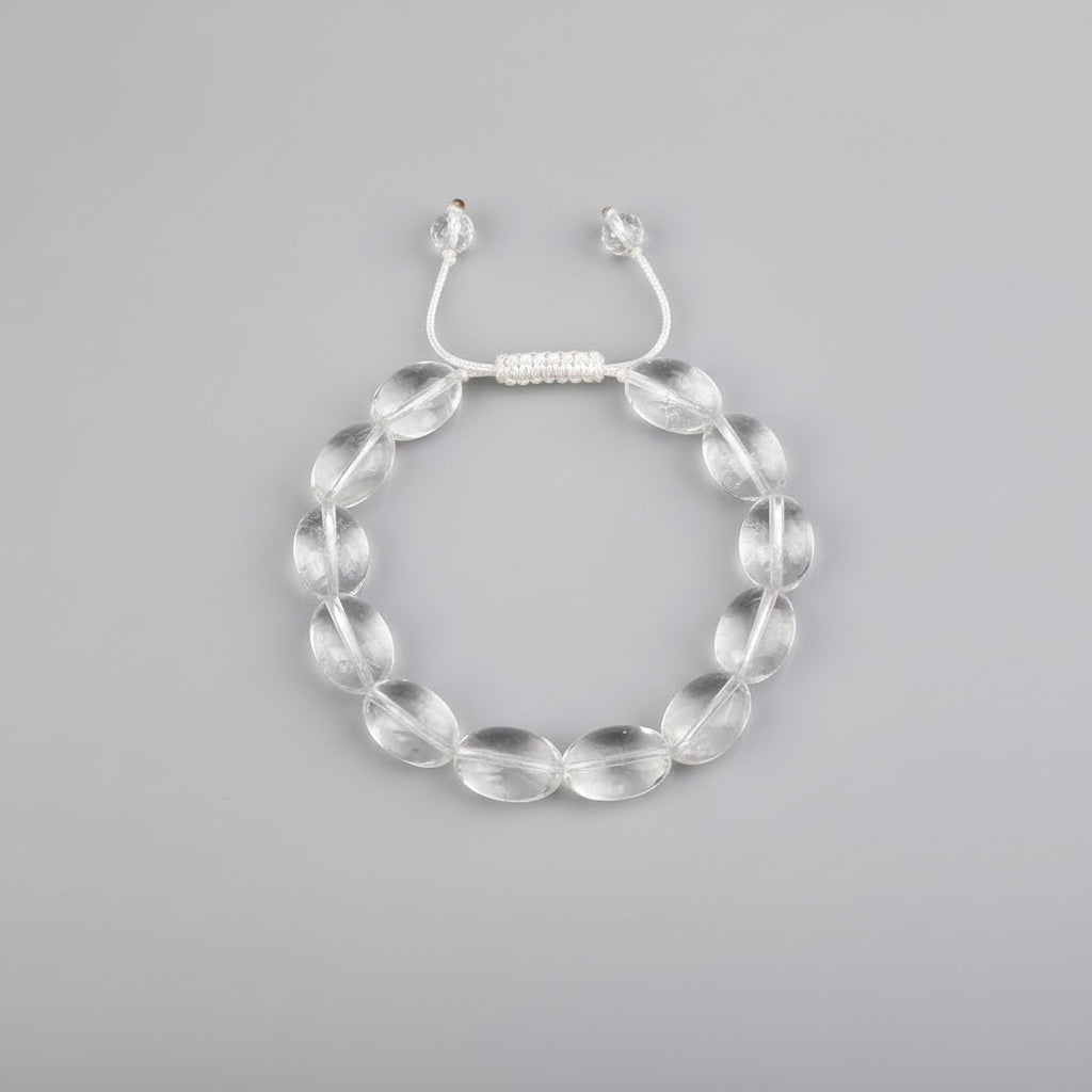 Oval Sphatik Bracelet With Adjustable Thread