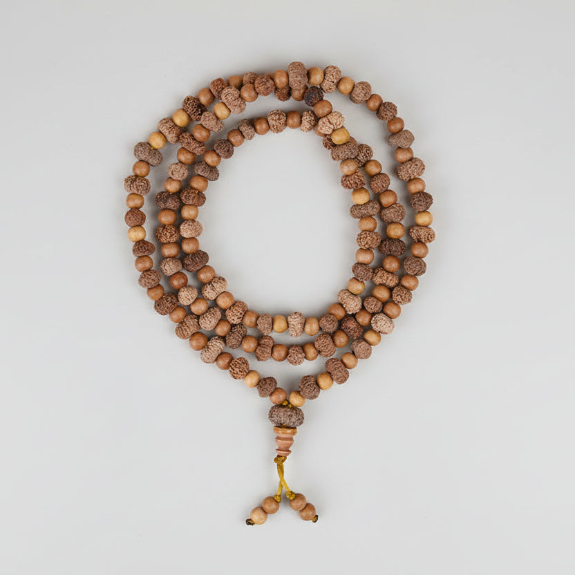 14 Mukhi Java with Sandalwood Beads Mala-12 mm
