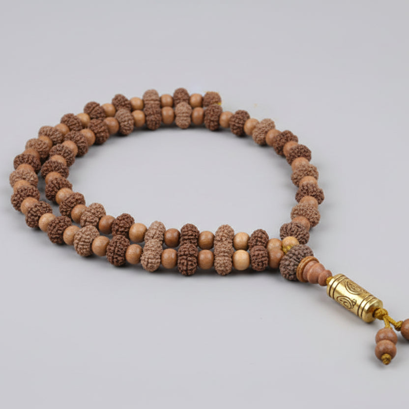 14 Mukhi Java with Sandalwood Beads Mala-12 mm
