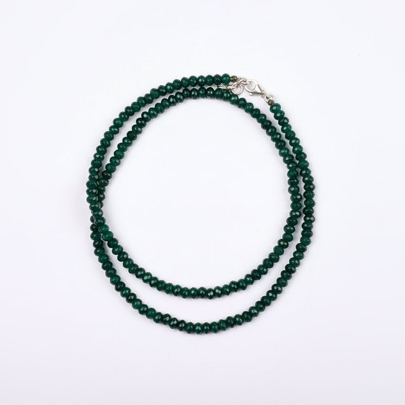 Emerald faceted bead Necklace