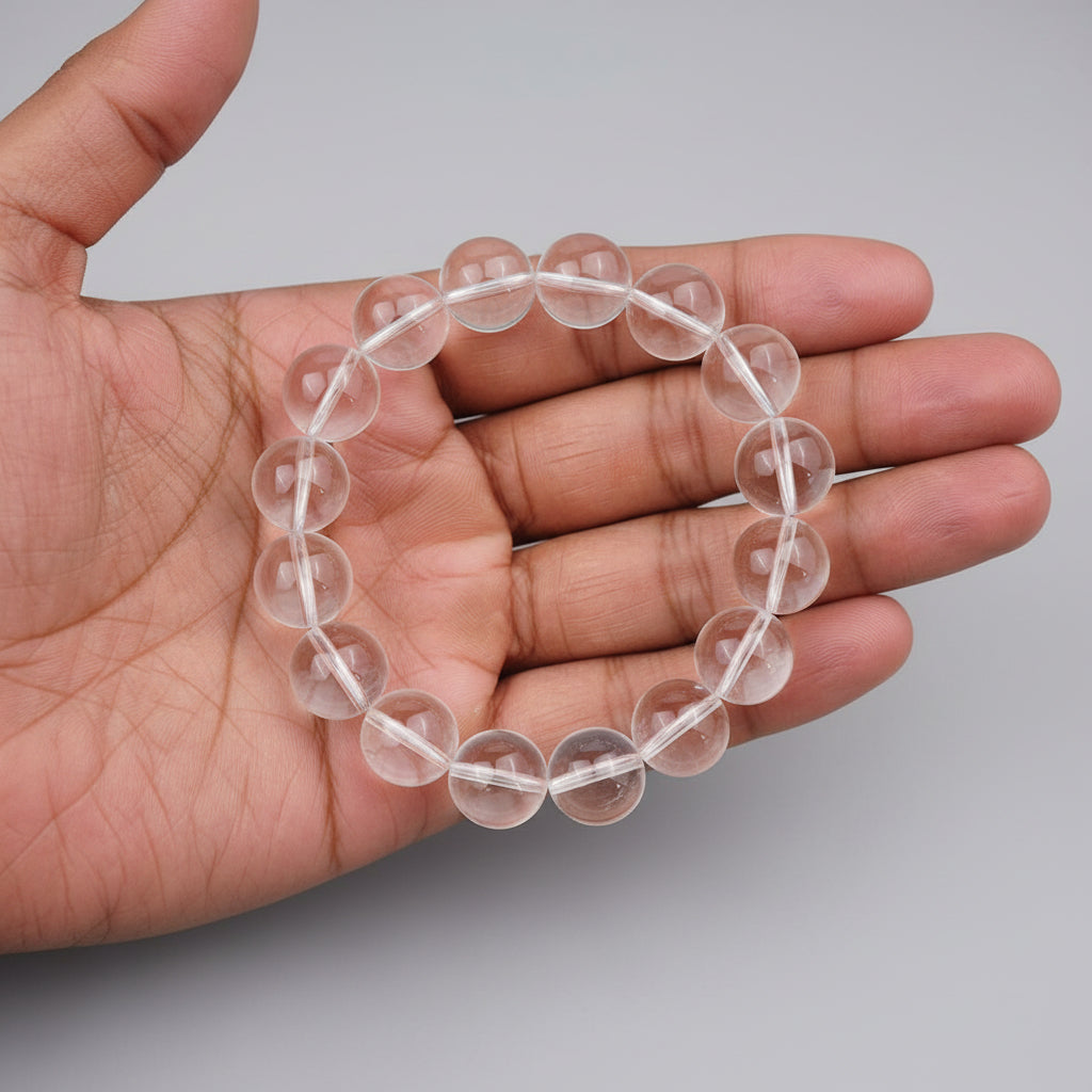 Round Sphatik Bracelet in Elastic-6 mm