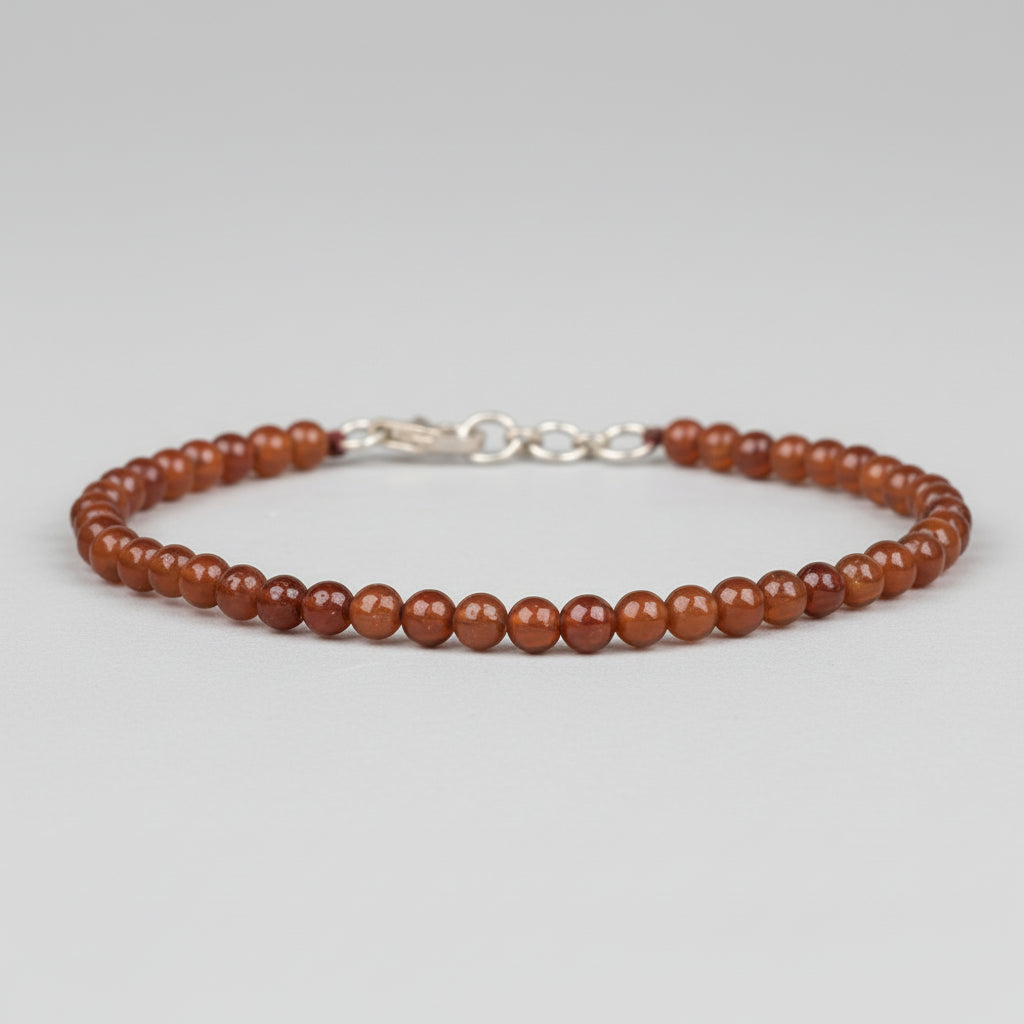 Natural Gomed 925 Silver Hook Bracelet-4 mm