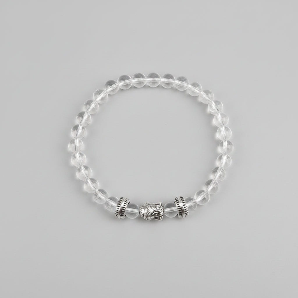 Round Sphatik Buddha Bracelet in Elastic-6 mm