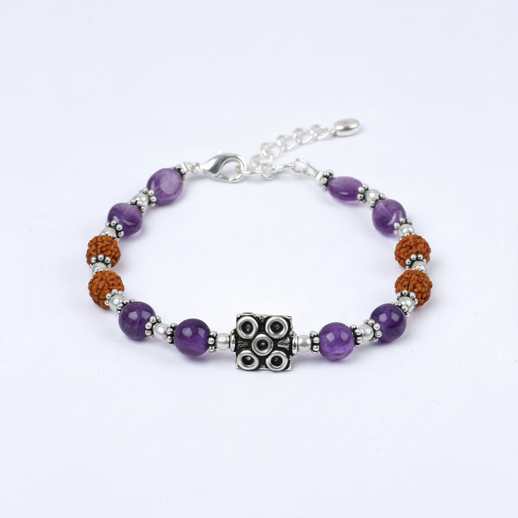 Amethyst and Rudraksha Bracelet (I)