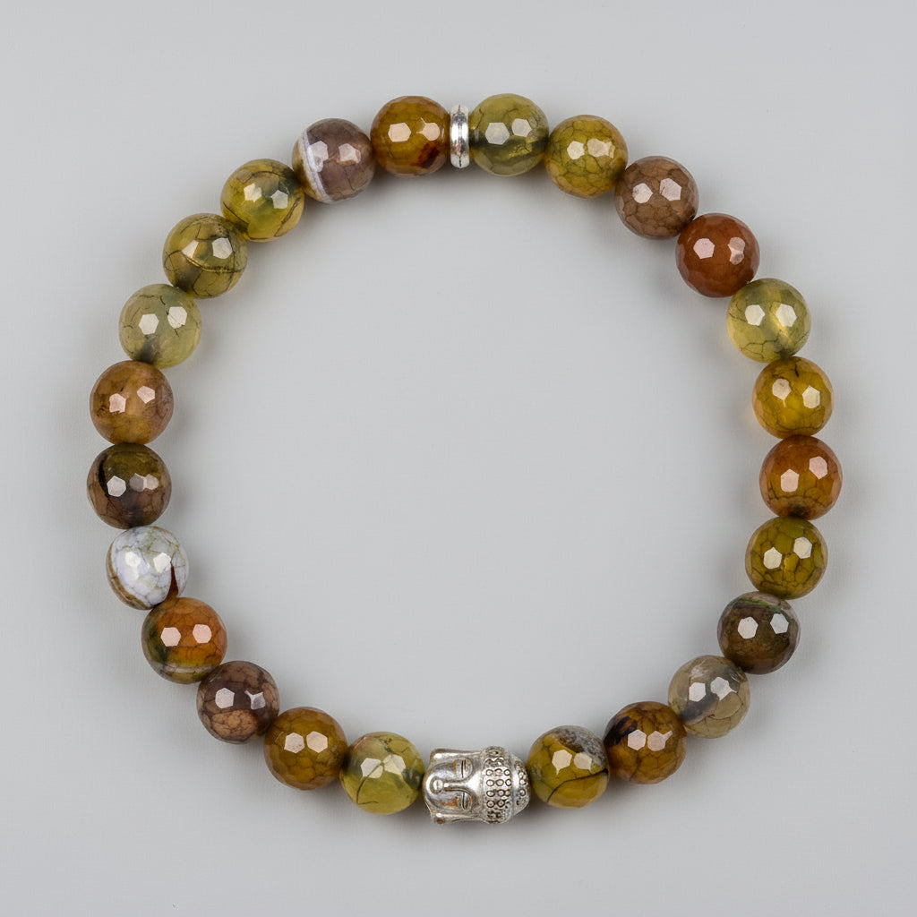 Yellow Jasper Faceted Beads Buddha Charm Bracelet