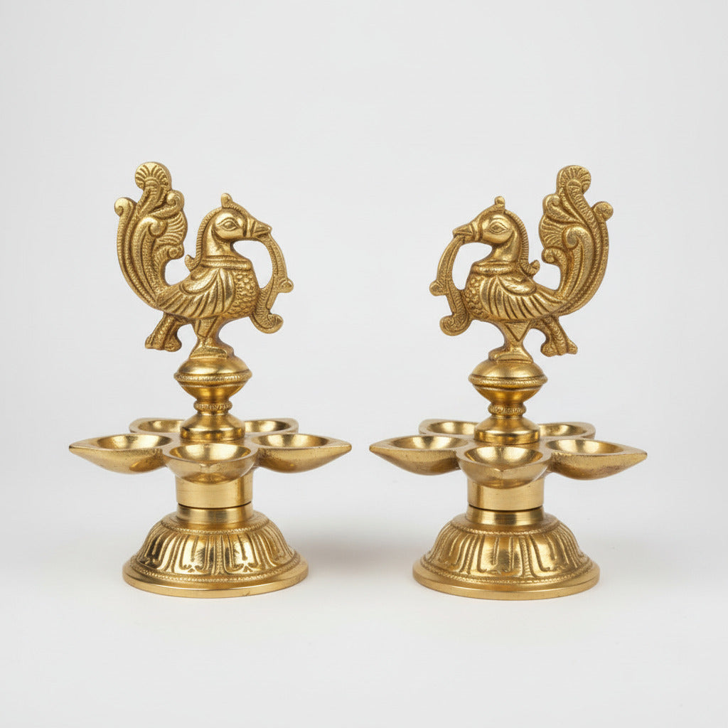 Peacock Panch Batti Diya Set of 2
