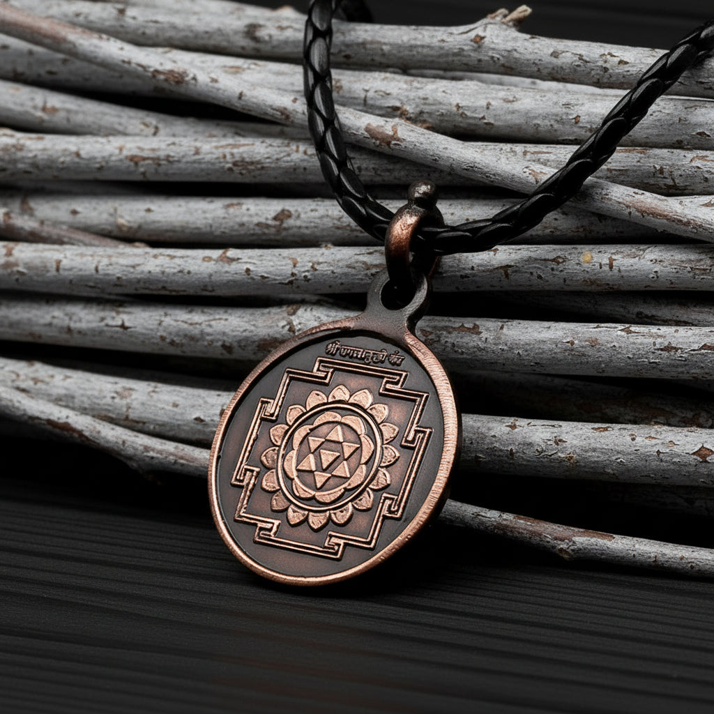 Baglamukhi Yantra Copper Locket-Small-With Copper Chain