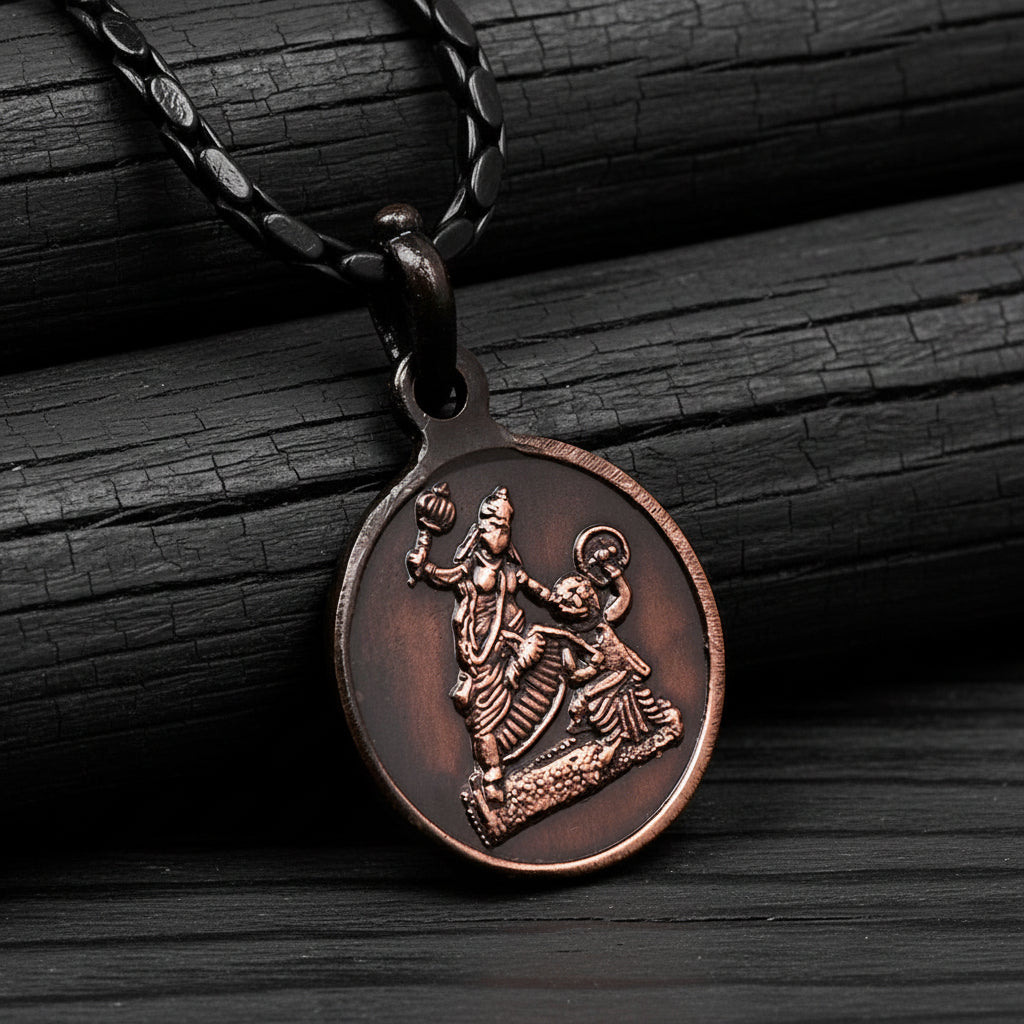 Baglamukhi Yantra Copper Locket-Small-With Copper Chain