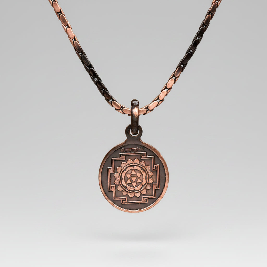 Baglamukhi Yantra Copper Locket-Small-With Copper Chain