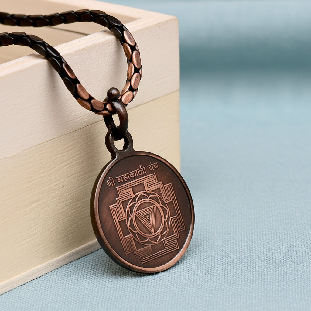 Mahakali Yantra Copper Locket-Large-With Copper Chain