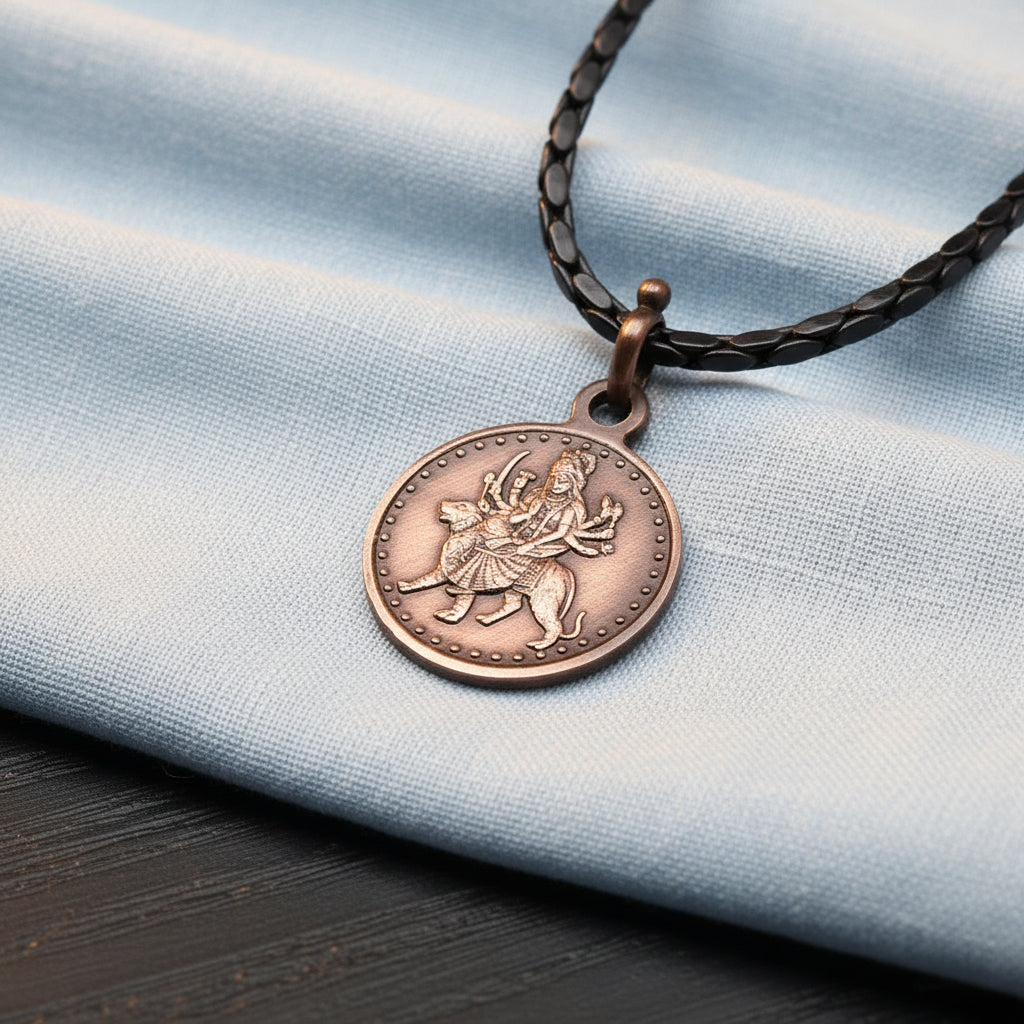 Shree Durga Bisa Yantra Copper Locket-Small-With Copper Chain