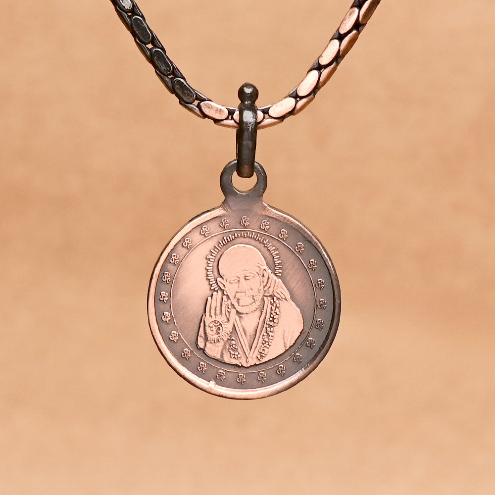 Shree Sainath Siddh Yantra Copper Locket-Large-With Copper Chain
