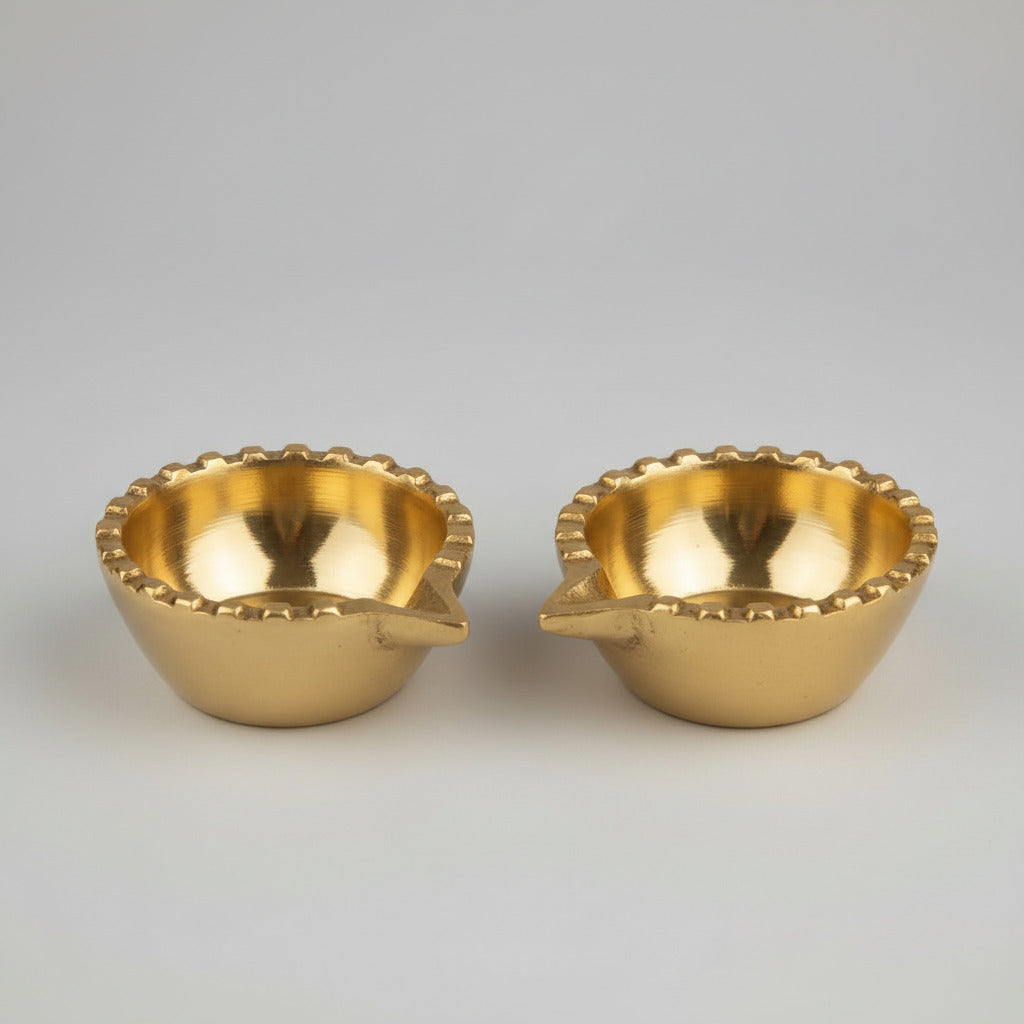Swastik Brass Diya Set of 2