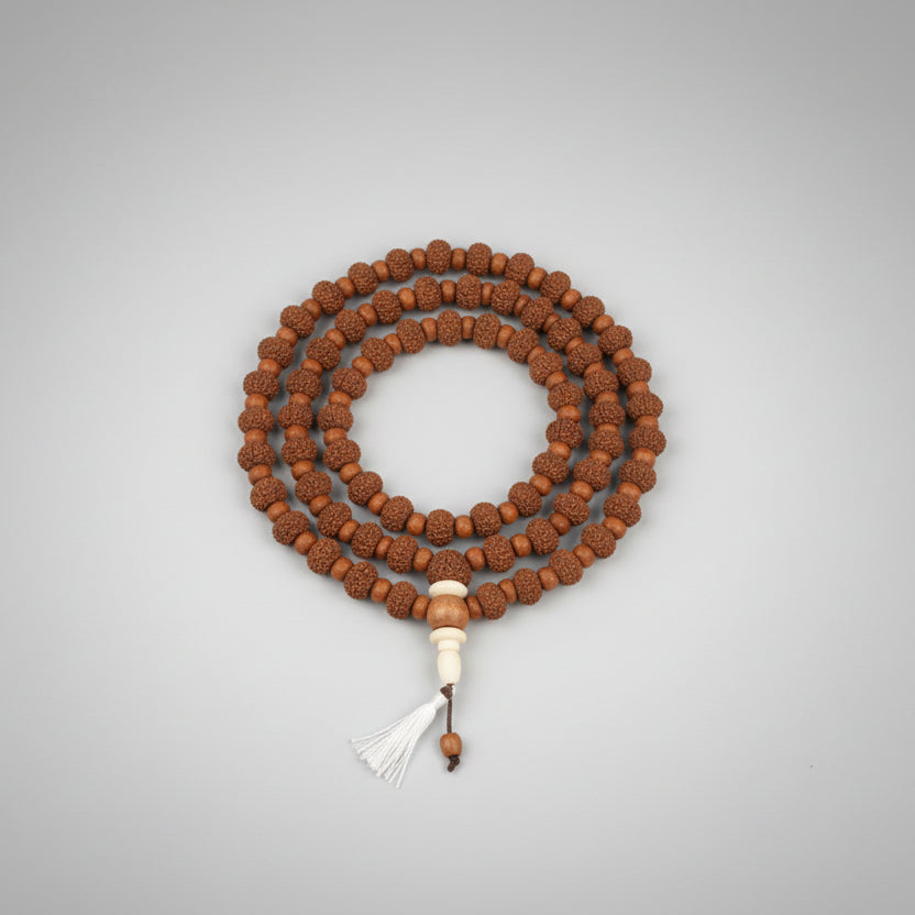 10 Mukhi Krishna Mala from Java with Sandalwood Beads