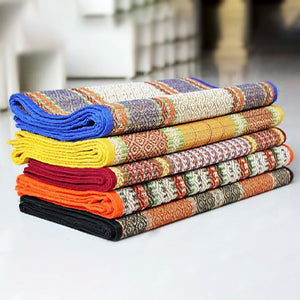 Kusha Grass Mat With Thread Work (72 X 54 Inches)-Blue
