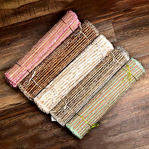 Kusha Grass Mat with Multicolored Woolen Fiber I-Large-Toupe Brown