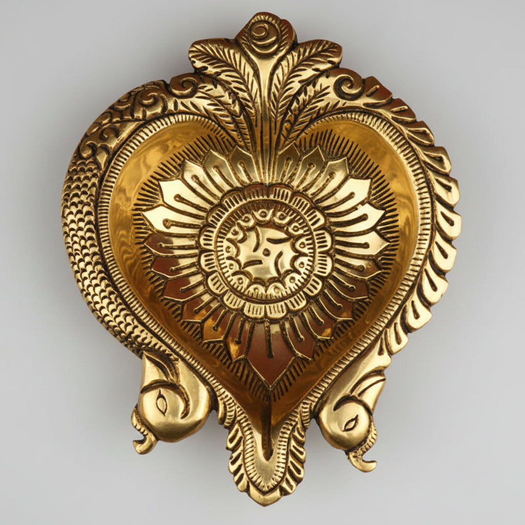Peacock Brass Akhand Diya
