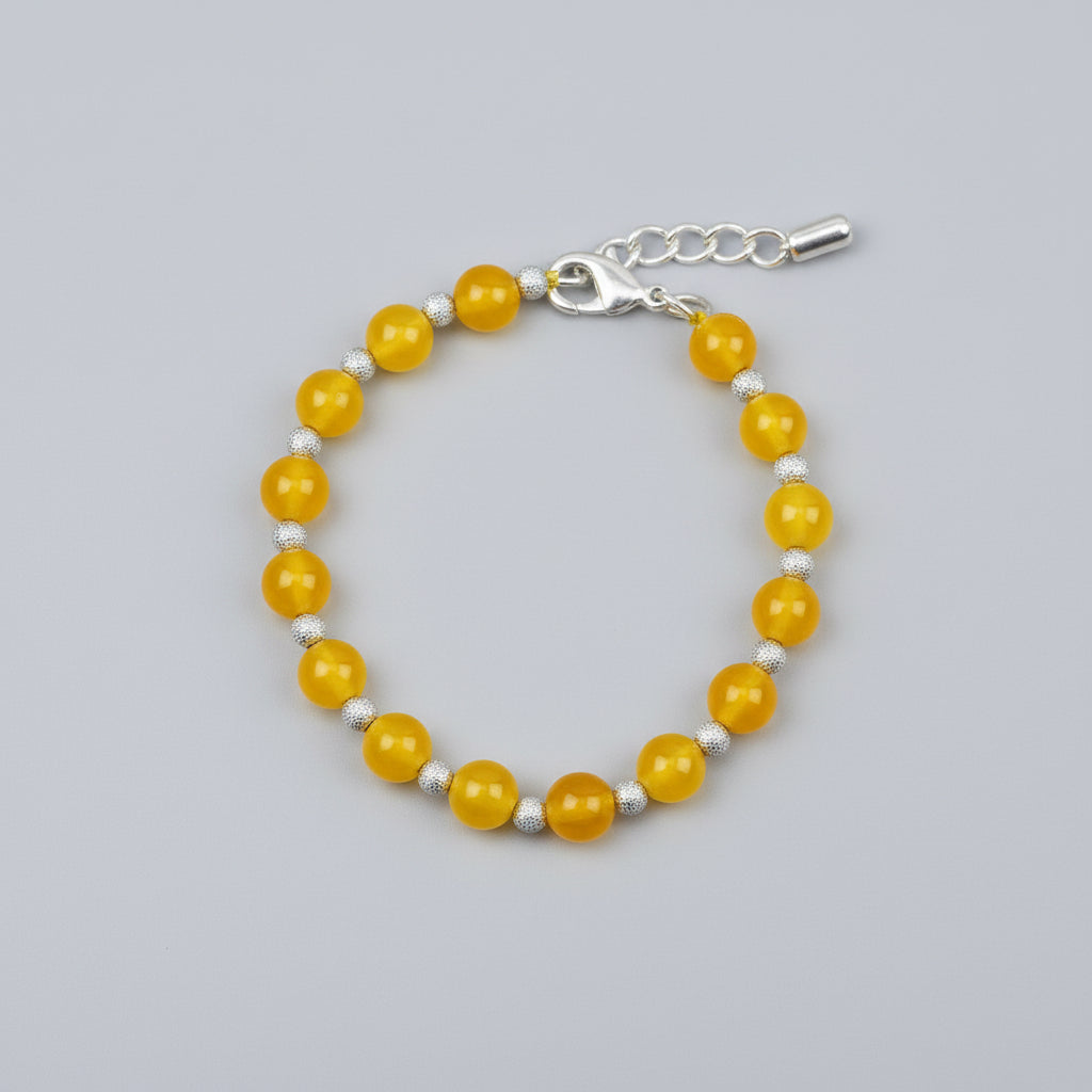 Yellow Jade Bracelet in Round Beads