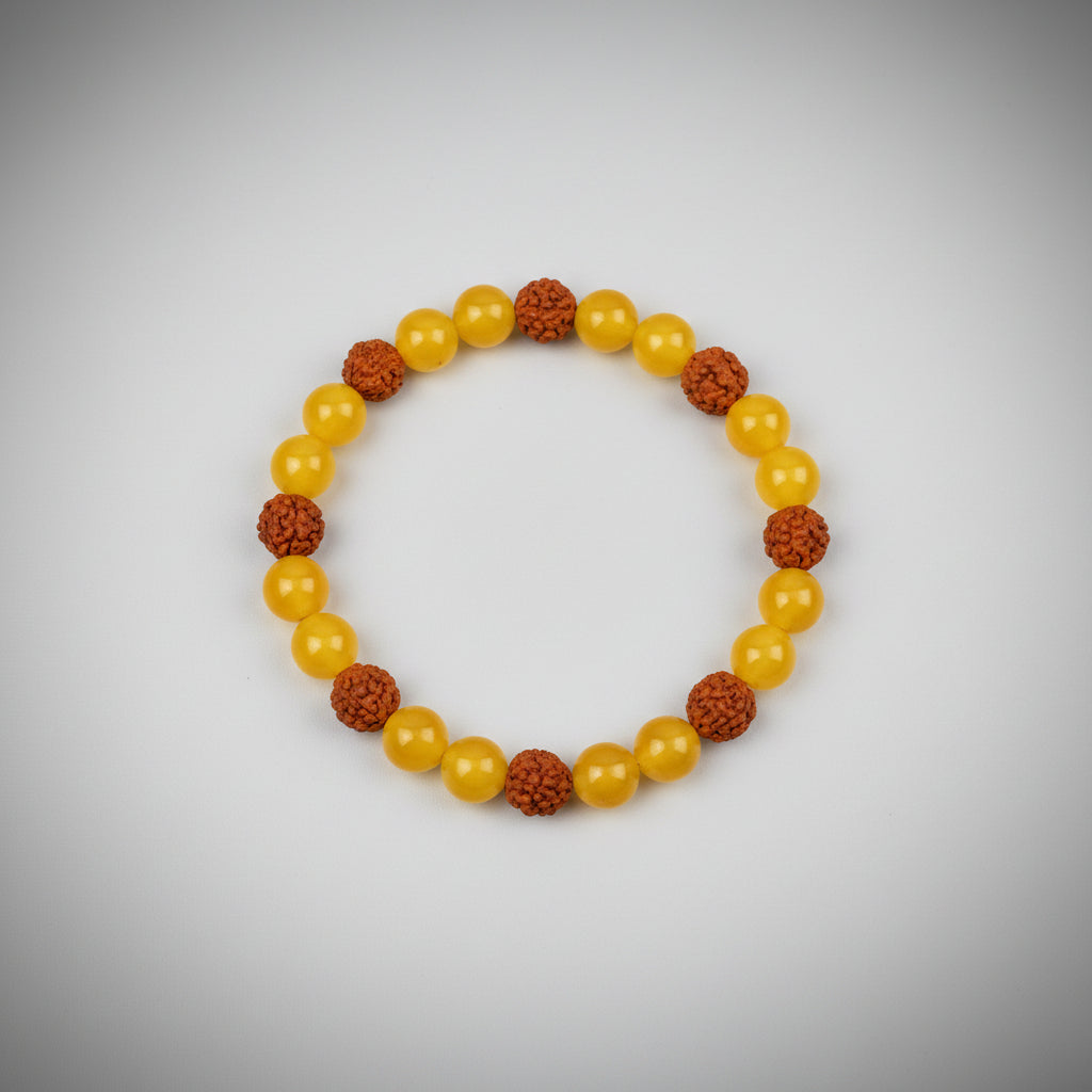 Yellow Jade and Rudraksha Bracelet