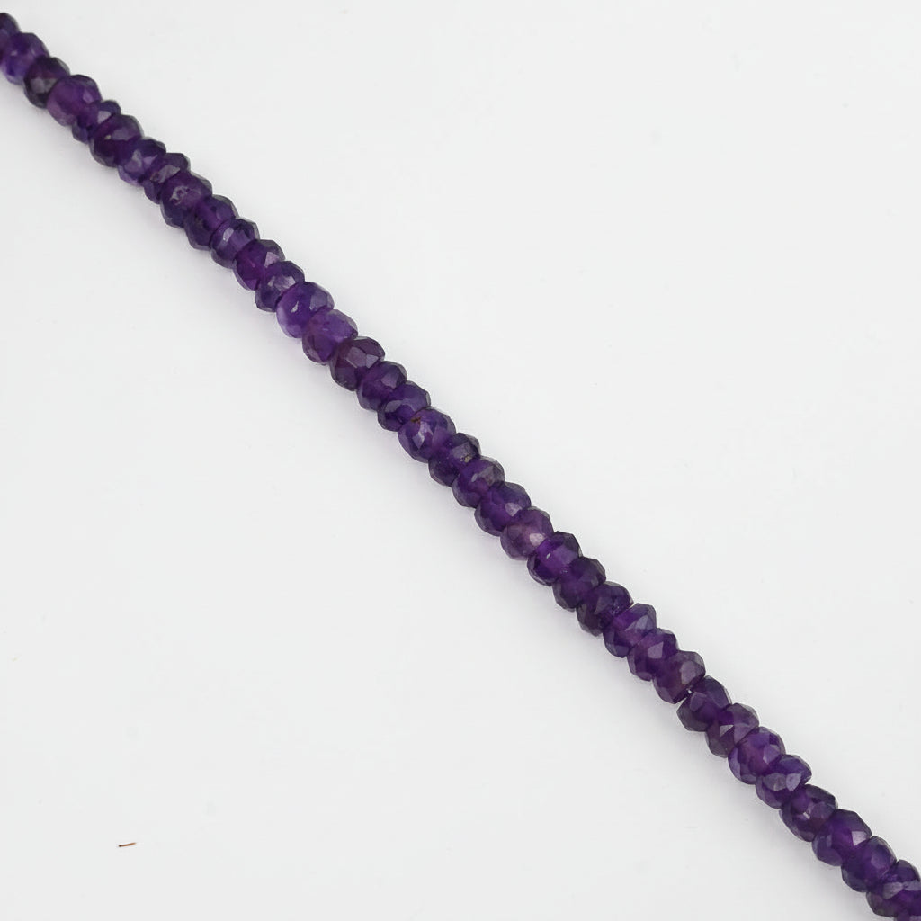 Amethyst Faceted Button Shape Beads Bracelet-5 mm